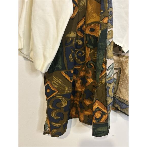 Vintage 80s/90s STUDIO Abstract Print Blouse/Vest Combo White Sleeves Size XL - Picture 2 of 8